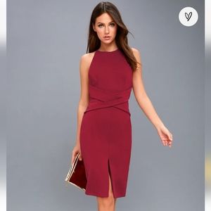Lulus Elin Burgundy Backless Midi Dress (NWOT)